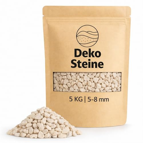 Gránulos decorativos de color crema como decoración para esparcir – 5 kg pequeñas piedras decorativas de 5 – 8 mm de diámetro para vasos, jarrones