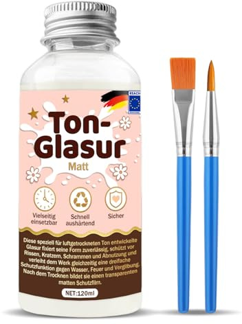 SFNN Glasur für Ton Lufttrocknend, Air Dry Clay Glaze, Tontöpfe zur Verhinderung von Rissen, Kratzern und Abrieb von Ton, für Gips, Vorgestrichenen Metallen, Holz, Schmuck, DIY (Matte)