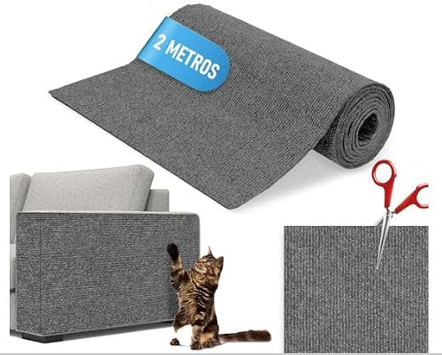 QATORA - Alfombra Rascador para Gato - Protector Sofa Gatos Arañazo - Desestresante - Autoadhesivo - Resistente - Versatil - 40x200 cm (Gris Oscuro)