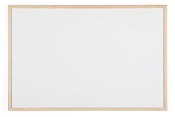 Bi-Office Budget - Tableau Blanc, 90 x 60 cm, avec 1 Marqueur, Tableau à Mémo avec Cadre en Bois et Surface Non-Magnétique