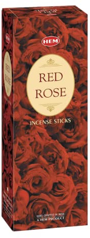 HEM Red Rose Premium Incense Sticks – (120 Sticks, 6 Boxes Inside) - 9 Inches Long,Dispel Negativity, Induce Relaxing Sleep, Spiritual Strength, Aromatherapy, and Strengthen Meditation Practices.