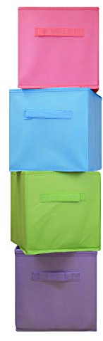 Pack of 4 Folding Storage Box Cube Space Saver Tidy Home Bedroom Playroom Toys