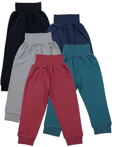 TupTam Pantalones Bebé 5 Unidades – Pantalón Algodón Suave para Bebé Niño y Niña, Certificación Oeko-Tex, Niño 6, 56