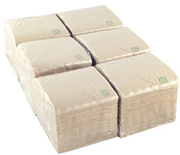 Hostelnovo - 600 Unidades de servilletas ecológicas para Cocktail Marca Bio-Eco - Color Natural - Papel Tissue 100% reciclable - Micropunto - 10x10 cm (plegadas) y 20x20 cm (desplegadas)