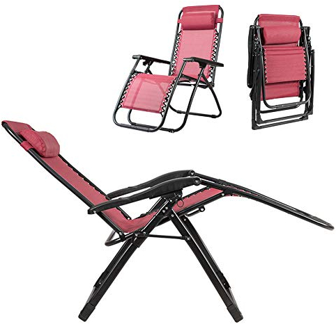 DORALO Sonnenliege Klappbar Gartenliege, Relaxliege Liegestuhl Mit Rückenlehne Verstellbar, 90 ° -155 ° Verstellbarer, Freizeitliege Für Garten Outdoor Strandpool Camping, 175 × 65 × 110 cm