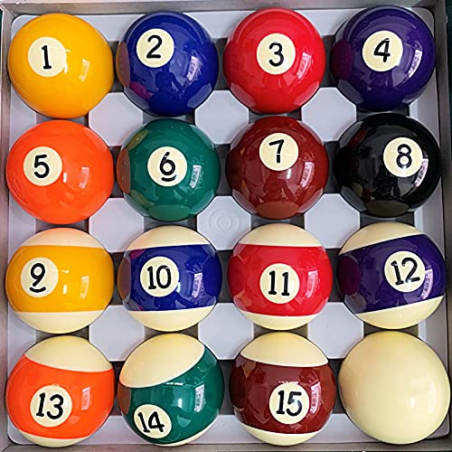 Pool Balls Set 2-1/4 Regulation Size, Complete 16 Resin Balls