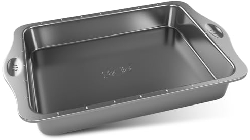 RHOLET Brownie Tin Baking Tray Non Stick| 30x23x5 cm, Cake Trays for Baking Tins Large Rectangle Swiss Roll Tin, Easy to Clean Heavy Duty Deep Pan with Cutting Guides Swift Release