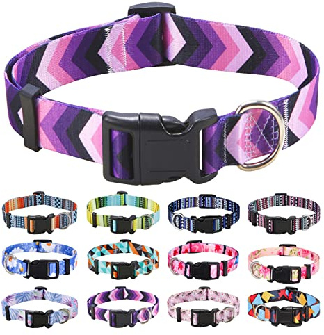 Mihqy Dog Collar for Large Dogs, Fashion Design, Purple Arrow,L | Neck Fit 14.9-24.8, Multiple Patterns,4 Sizes for Small Medium Large Dogs, Comfortable for Walks and Outdoor Hikes