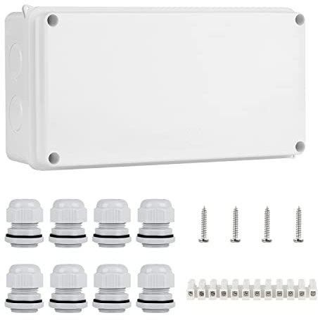 IP65 Waterproof Junction Box Large ABS Electrical Box Outdoor Cable Connector,White(200x100x70mm)