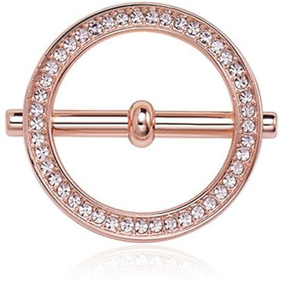VKEID Silke halsduk ring klämma set zirkon knuten spänne silke scarf spänne ring kvinna rund scarf sjal spänne, Rosa guld, 4x4.5cm
