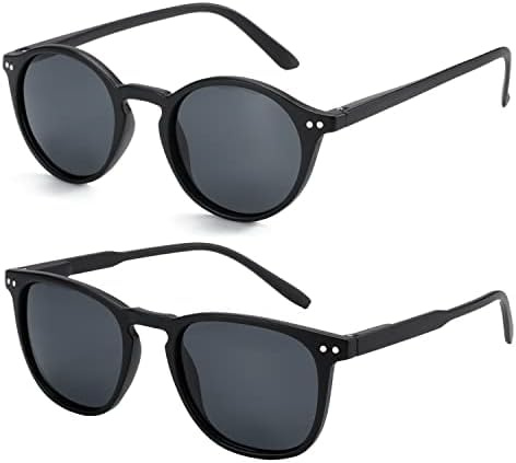 ZENOTTIC 2 Paia Occhiali da Sole Polarizzati per Uomo Donna Retro Vintage Rotondi Quadrati Protezione UV400 Unisex