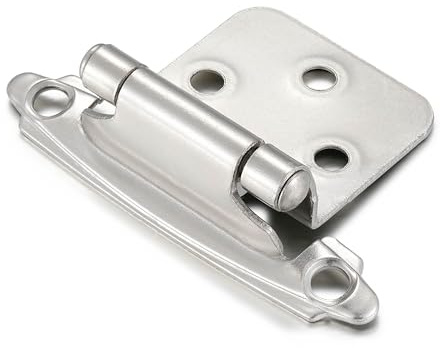 Vallecloud Brushed Nickel Kitchen Cabinet Hinges, 1/2” Overlay, 10 Pack