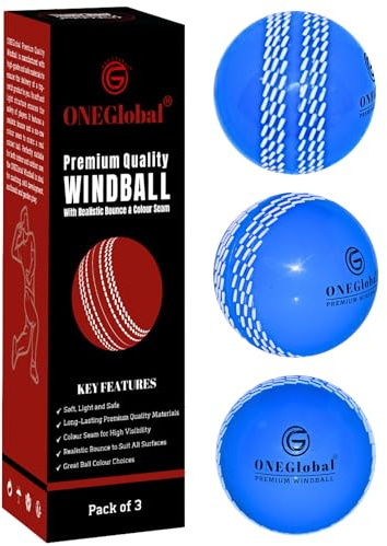 ONEGlobal Pelota de críquet suave de alta calidad, materiales duraderos, costura de color realista, rebote y swing verdaderos, bolas de críquet para práctica al aire libre e interior, entrenamiento