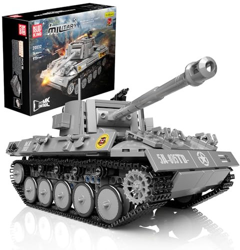 Mould King 20032 Technik Ferngesteuerter Panzer Bausteine Klemmbausteine Militär M18 WW2 Tank Modellbau Geschenk für Erwachsene und Jugendliche(971 Teile)