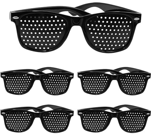 PVFZXS 5 Paar Rasterbrille Lochgläser, Rasterbrille Augentraining Der Visuellen Entspannung, Lochbrille Für Augentraining Original und Perforierte Netzgläser zur Ermüdung Bei Erwachsenen und Kindern