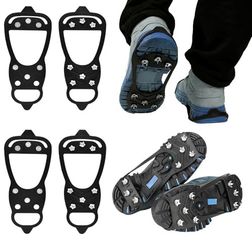 EUIEUT 2 Paar Spikes für Schuhe Winter Schuhkrallen mit 8 Zähne Schuhspikes Eisspikes Schneeketten Schuhe Spikes Anti Rutsch Steigeisen Wanderschuhe Spikes für Winter Outdoor Trekking (26 * 10.7cm)