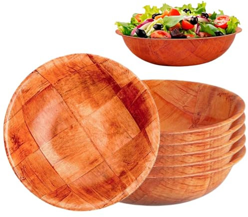 DAGLLGEW Bol en bois 6pcs 6 pouces ronds réutilisables rustiques pour salade, soupe, fruits et plus