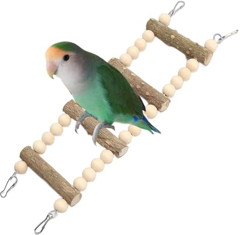 Shotet Ladder Bridge Pont de cage à oiseaux, échelle en bois pour oiseaux, pinsons, mâcher pour perche, jouet pour animaux de compagnie, barre de repos, développement de l'intelligence