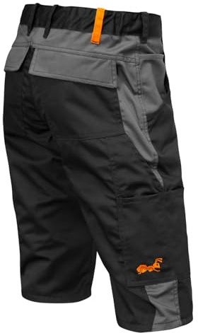 strongAnt Herren Cargo Shorts Stretch, leicht Sommer Kurze Arbeit Outdoor Slim Fit Hose - Schwarz-Grau, Größe: 52