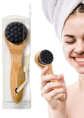 Torrborste för ansiktet – borstning peeling handskrubber – naturliga borst och trähandtag peeling massageborste för ansikte, näsa, hals, käke, kvinnor och män