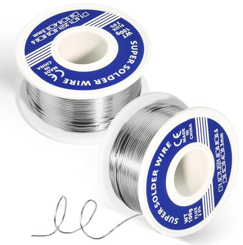 Vurixfo 2 Roll Solder Wire, 1.0mm Low Temperature Soldering Tin Wire Lead Free Solder Wires with Rosin Core for Electronic Electrical Soldering Components Repair and DIY(63% Sn, 100g)