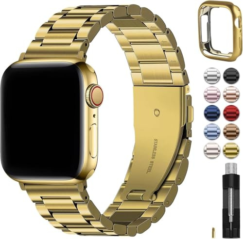 Fullmosa Metallrem kompatibel med Apple Watch-rem 42 mm 41 mm 40 mm 38 mm 44 mm 45 m 46 mm 49 mm rostfritt stål ersättningsband kompatibelt med iWatch serie 10 9 8 7 6 SE 5 4 3 2 1 Ultra