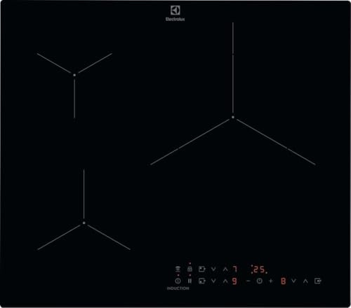Electrolux EIT61336CB Induktionsplatta serie 500, 60 cm, 3 zoner, paellacon 32 cm, PowerBoost, individuella kontroller med timer, paus, säkerhetslås, Hob2Hood, ramlös
