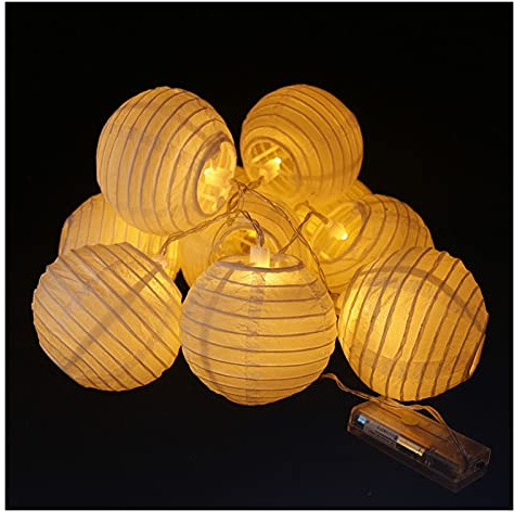 Bröllop älva lampor 20 st varmvit papperslykta färgglada hängande lampion ljusslingor för bröllopsdekoration