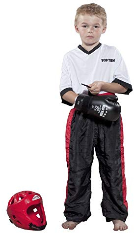 TOP TEN Kickboxhose „Classic“ für Kinder - Gr. XS = 150 cm, schwarz-rot