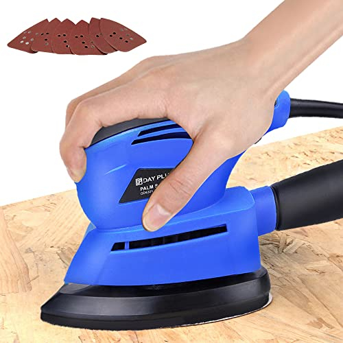 Electric Detail Sander Orbital Sander Palm Sander Mouse Sander 130W 12000RPM w/Dust Collection Box & Sanding Papers for Removing Paint, Preparing Furniture, Polishing, Sanding Down & Finishing Wood