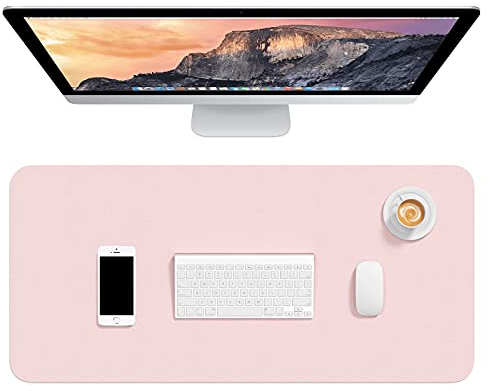 Hsurbtra Schreibtischunterlage,75 * 36.5cm,PU-Leder-Schreibtischmatte,Mauspad,Rutschfester Schreibtischschutz,wasserdichter Schreibtisch-Schreibblock für Büro und Zuhause,Rosa