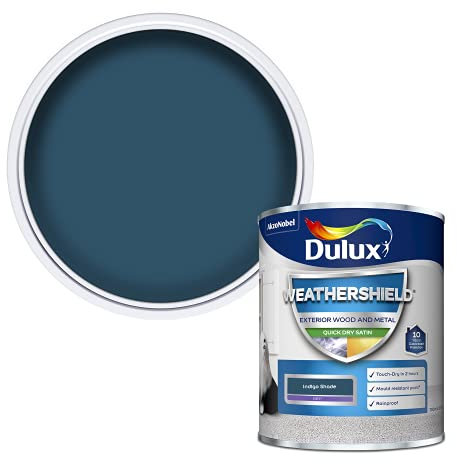 Dulux Weathershield Quick Dry Satin Paint - Indigo Shade - 750 ml (Pack of 1), 5362492