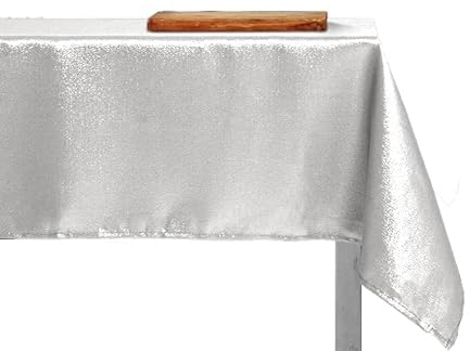 INTRECCI Tovaglia Antimacchia Rettangolare Rotonda in Lurex Disponibile in più Colori e Misure, Tovaglia Natalizia Idrorepellente e Resistente Alle Macchie (Bianco/Argento, Rotonda 160 cm)