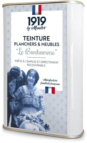 1919 BY MAULER - Teinture bois, meuble & parquet Le Bonhomme - Blanc - 0,5L - Protège contre les taches grâce à un fond dur intégré