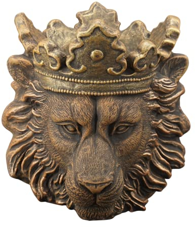 gartendekoparadies.de Blumentopf mit Löwenmotiv Pflanzgefäß aus Steinguss, H. 41 cm, 6 Liter, 40 kg, Gold, frostsicher für Außenbereich
