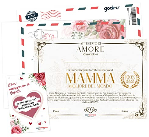 Presentkort Mamma, Personlig Original Pergamena med skrapkort. Kuvert ingår. Gåva idéer för kvinnor Födelsedag Mors dag. gratulationskort