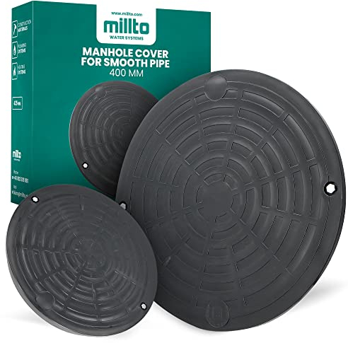 Millto™ Schachtdeckel Revisionsschachtdeckel Kl. A15 Unterflur-Entwässerungsinspektion glattes Rohr Rohr massiv Erdentwässerungsdeckel rund 400mm
