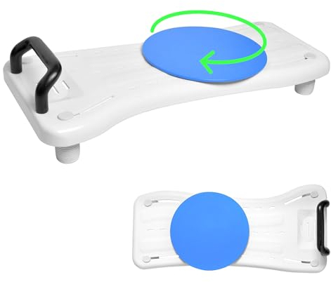 SUBTLETY 76x34cm Tavola Vasca da Bagno 41-63cm Tavolette da Doccia Regolabili con Sedile in PP e Nero Maniglia di Sicurezza Tavoletta Capacità max. 150KG Mobile Seduta da Bagno per Adulti Anziani