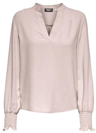 ONLY Onlmette V-Neck LS Smock Top Noos WVN, Gray Morn, XL