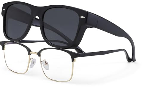 YAMEIZE Vintage Polarized Rectangle Wear Over -Sunglasses for Men Women Classic Anti Glare UV400 Protection Square Wear Over Eyewear Driving Outdoor