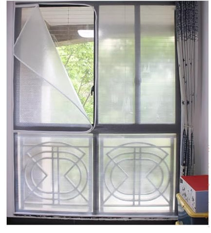 MNIHSFRTY Isolierfolie für Fenster, doppellagig, weicher Kunststofffilm, PE, transparent, für Glas, Windschutzscheibe, Kälteschutz, Reißverschluss, Montage ohne Bohren (Farbe: transparent, G