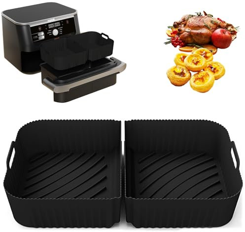 Teglia in Siliconedi per Friggitrice ad Aria Ninja AF500EU – 2 Pezzi Accessori per Friggitrice ad Aria per Double Stack XL AF500EU – Perfetti Inserti in Silicone per Friggitrice ad Aria Ninja
