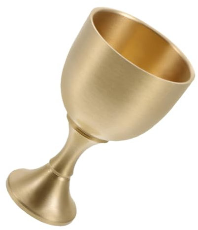 MAGICLULU Verre à Liqueur Laiton Doré Calice Vintage Coupe à Vin Wiccane Coupe à Pied Communion Saint Graal