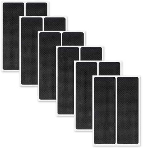 Simarro Lot 12 patins antidérapants autocollants - 14 x 5 cm - Caoutchouc - Découpable - Rectangulaire - Pieds de meubles, chaises, tables, canapés (5 mm)