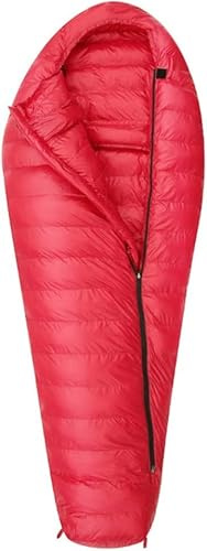 Dunsovsäck För Vuxna, Goose Down Ultralätt Sovsäck Med Kompressionssäck, Winter Backpacking Sovsäck För Camping Och Vandring, Red, 1100g