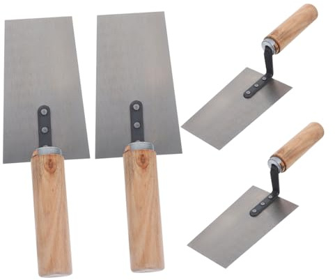 NUOBESTY 4stücke Spachtel Aus Edelstahl Mit Nietenkonstruktion Holzgriff Für Zement Putz Zum Formen Und Glätten Leistungsstarke Kelle Für Bauarbeiten