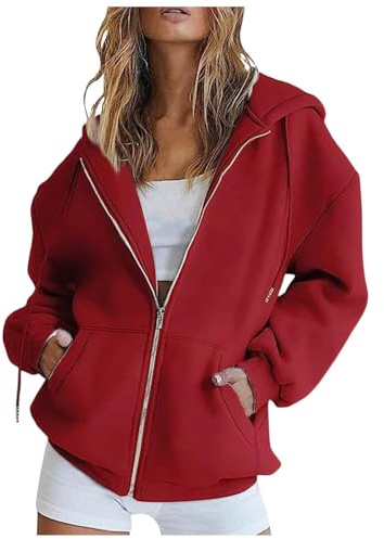 Felpa Donna con Zip 2026 Donna Felpa con Cappuccio Giacca Pile Autunno Invernale Manica Lunga Cotone Taglie Comode Hoodie Sweatshirt Classico Oversize Pullover per Sportiva Casual in Stile College