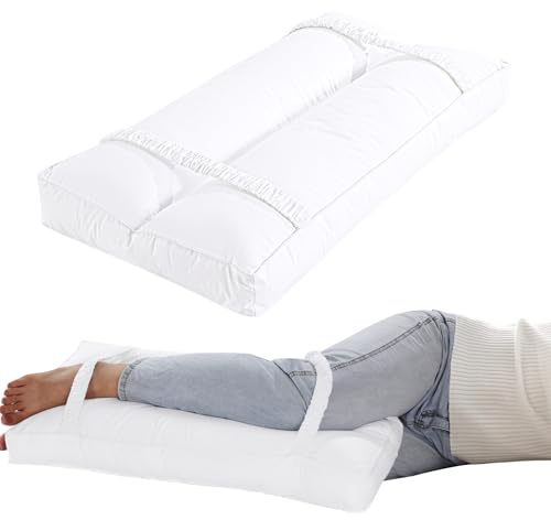 TOPROUD Knee Pillow for Side Sleepers, 10cm Height Leg Support Pillow with Elastic Straps, Hip Cushion for Aligns Spine, Relieves Pressure Hip, Leg Elevation, White