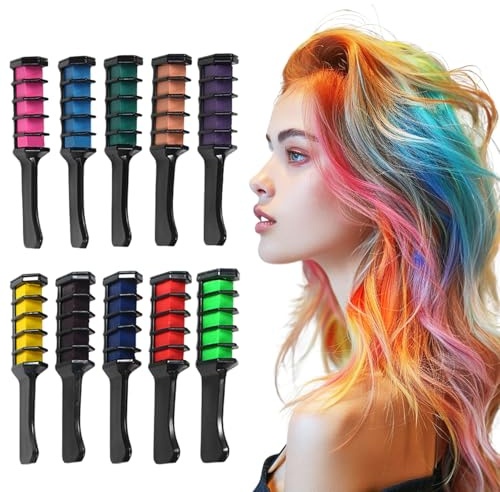 10 color Hair Chalk Combs, washable temporary hair dye, quick drying, perfect for parties, gatherings, Christmas and New Year's gifts(10colors)