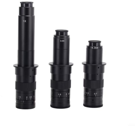 CS C-Mount mikroskop objektiv 0,7–4,5 x zoomobjektiv för industrikamera, legering hölje för PCB smycken LCD-inspektion (10X-300X) (180X)